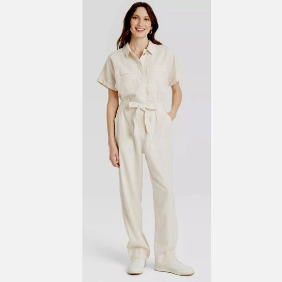 NWT Universal Thread Linen-Look Boilersuit - Size 2 - Cotton One-Piece - Picture 1 of 15